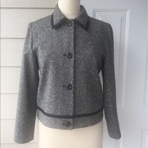 Pendleton Size 8 Charcoal Blazer with Leather trim
